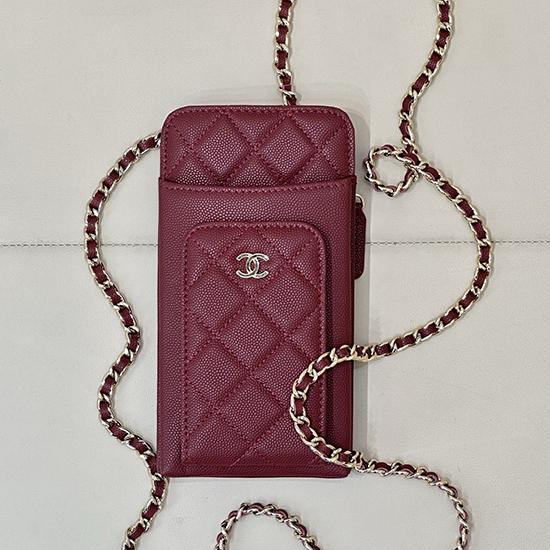 Chanel Phone Bag Burgundy AP0990