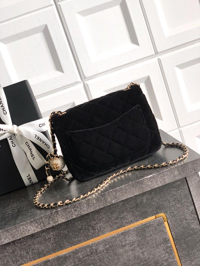 Chanel Velvet Mini Flap Bag Black AS1786