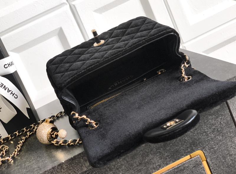Chanel Velvet Mini Flap Bag Black AS1786
