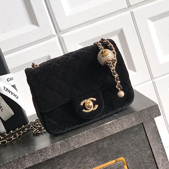 Chanel Velvet Mini Flap Bag Black AS1786