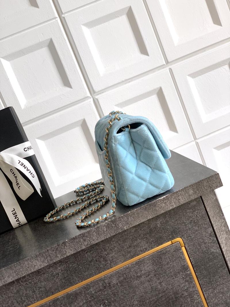 Chanel Velvet Mini Flap Bag Blue AS1786
