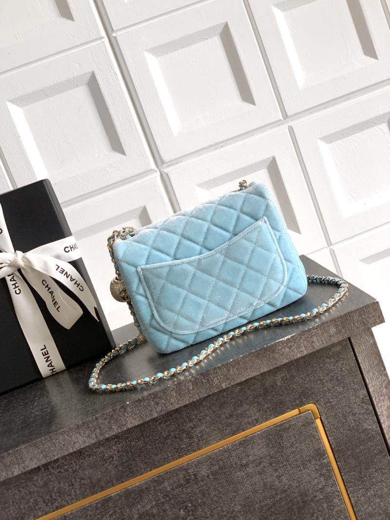 Chanel Velvet Mini Flap Bag Blue AS1786