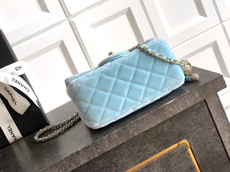 Chanel Velvet Mini Flap Bag Blue AS1786