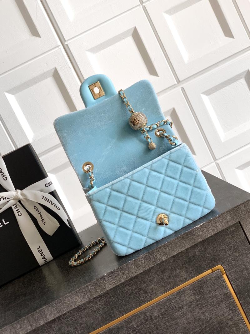 Chanel Velvet Mini Flap Bag Blue AS1786