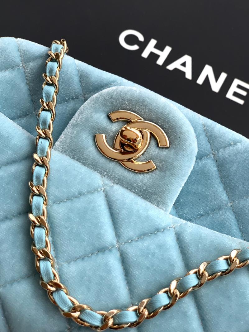 Chanel Velvet Mini Flap Bag Blue AS1786