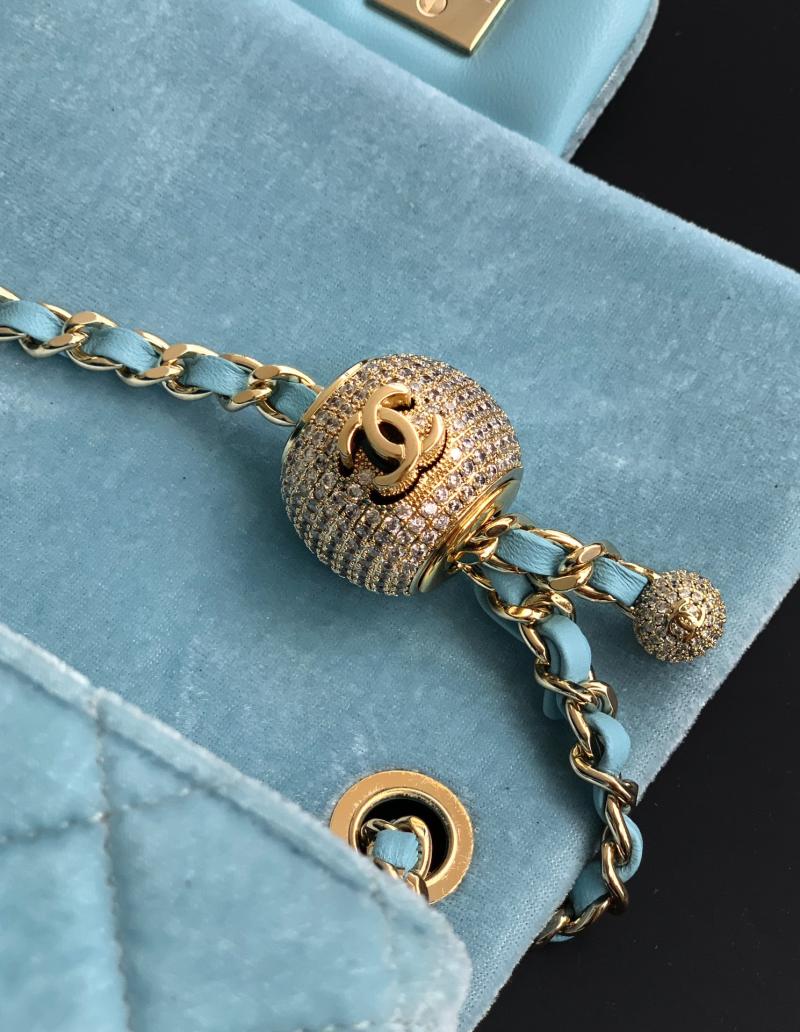 Chanel Velvet Mini Flap Bag Blue AS1786
