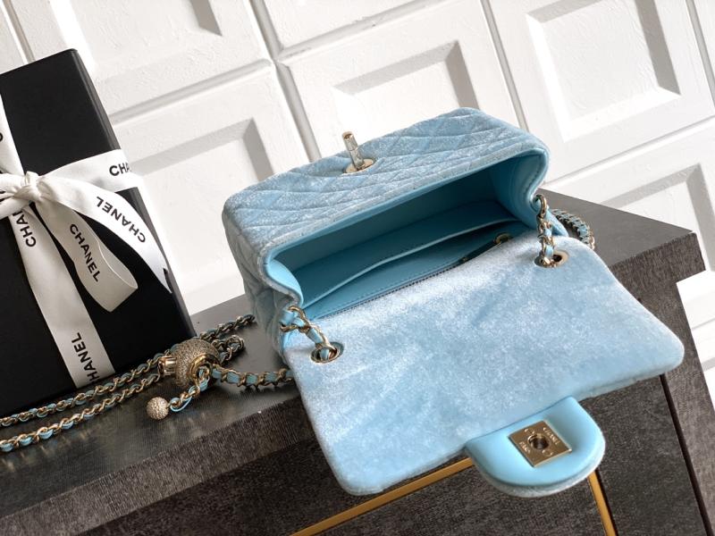 Chanel Velvet Mini Flap Bag Blue AS1786