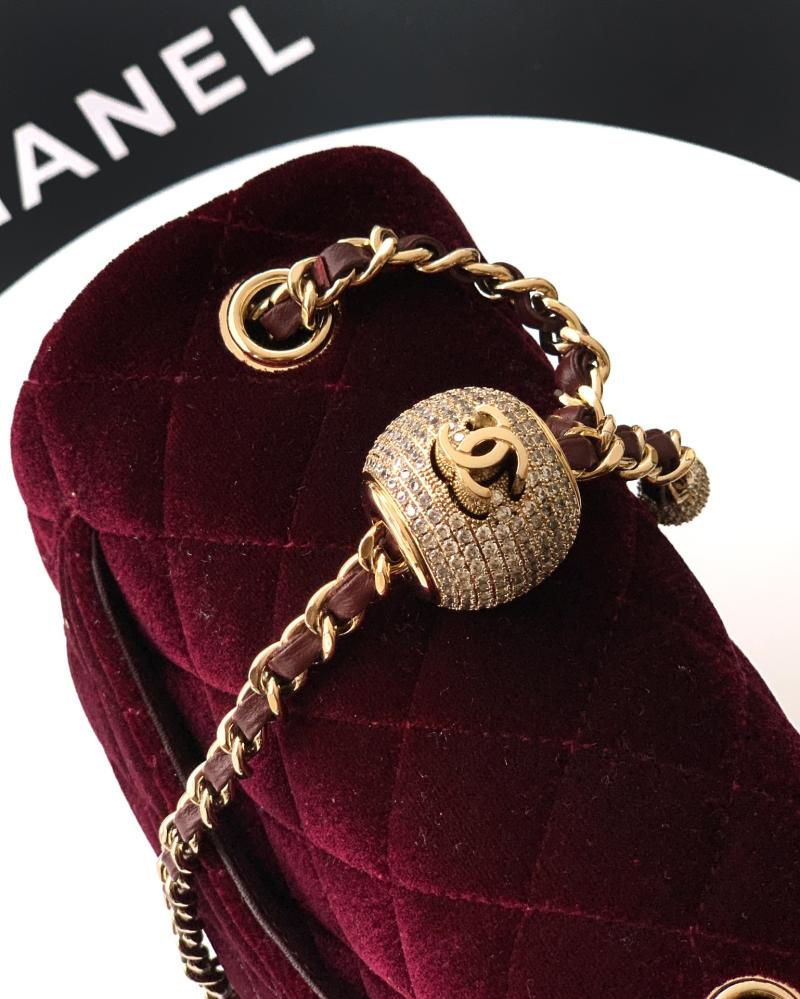Chanel Velvet Mini Flap Bag Burgundy AS1786
