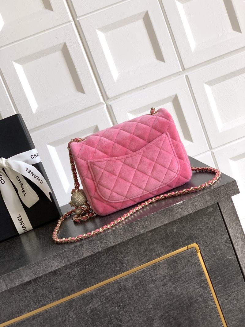Chanel Velvet Mini Flap Bag Pink AS1786