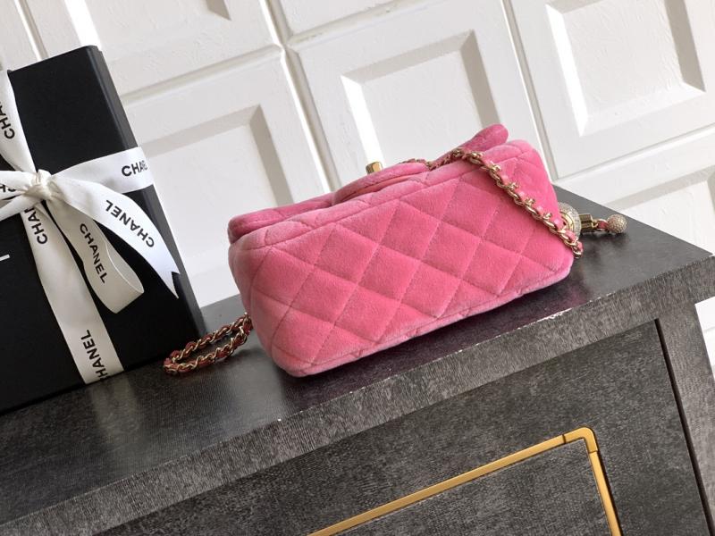 Chanel Velvet Mini Flap Bag Pink AS1786