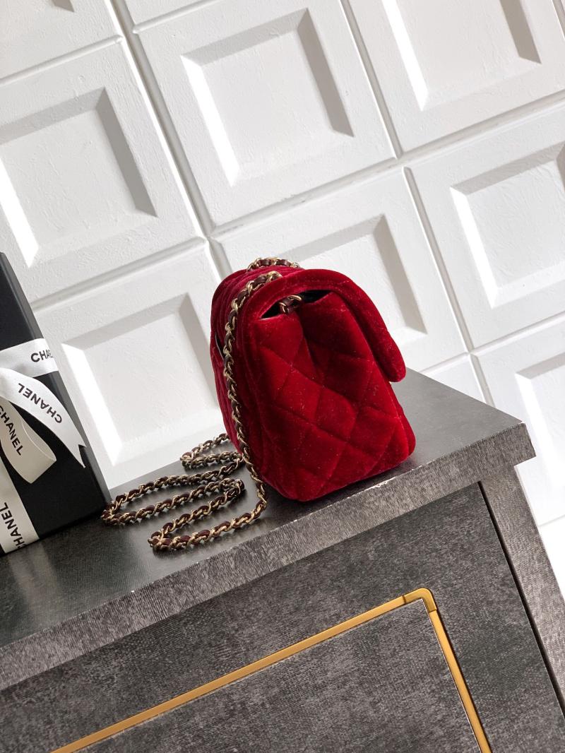 Chanel Velvet Mini Flap Bag Red AS1786