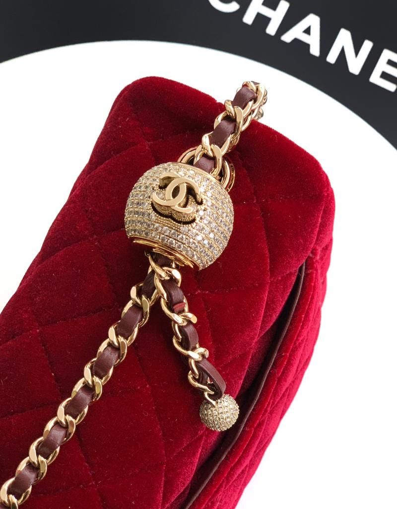 Chanel Velvet Mini Flap Bag Red AS1786