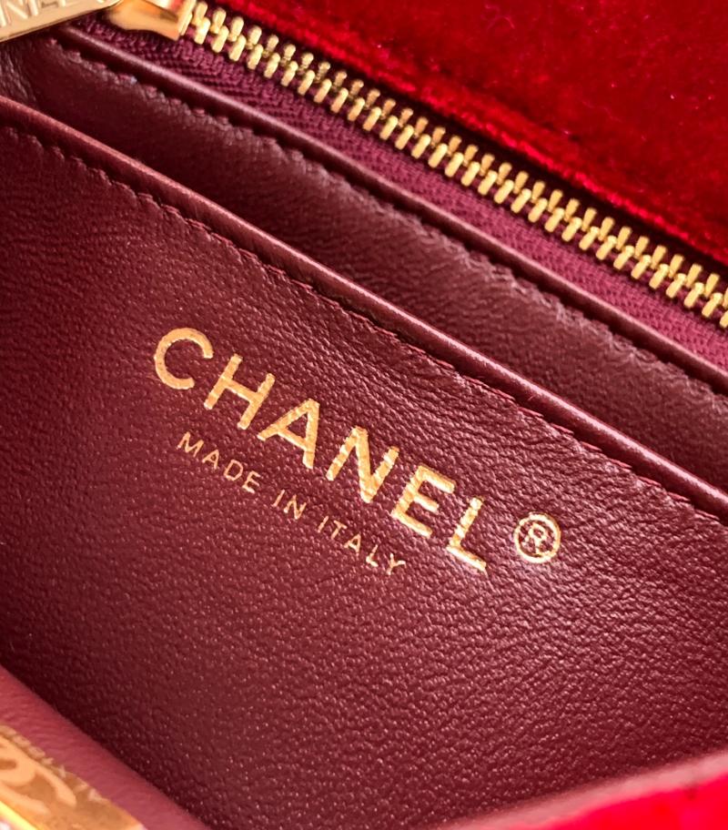Chanel Velvet Mini Flap Bag Red AS1786