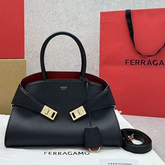 Ferragamo Hug bicolor Medium handbag Black 215608