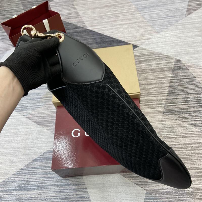 Gucci B large Suede shoulder bag Black 815924