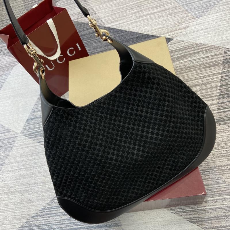Gucci B large Suede shoulder bag Black 815924