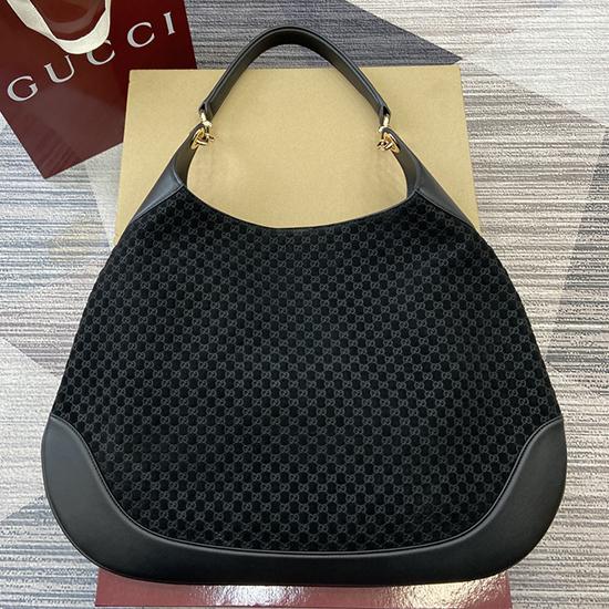 Gucci B large Suede shoulder bag Black 815924