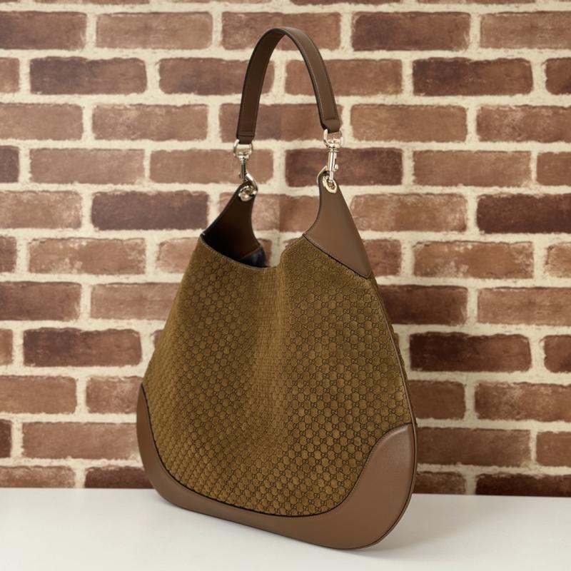 Gucci B large Suede shoulder bag Brown 815924