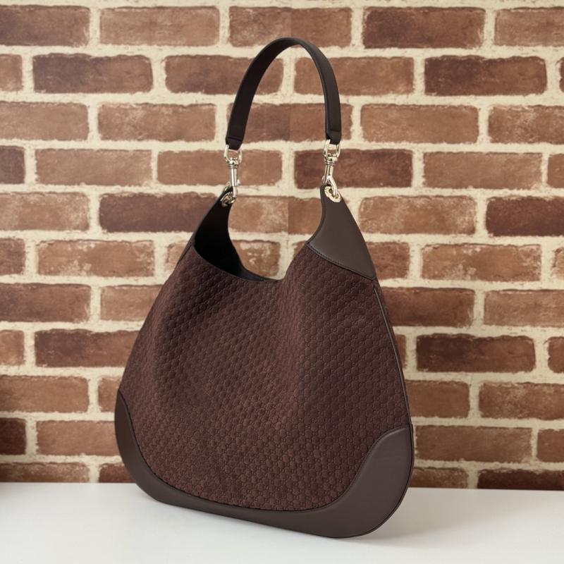 Gucci B large Suede shoulder bag Coffee 815924
