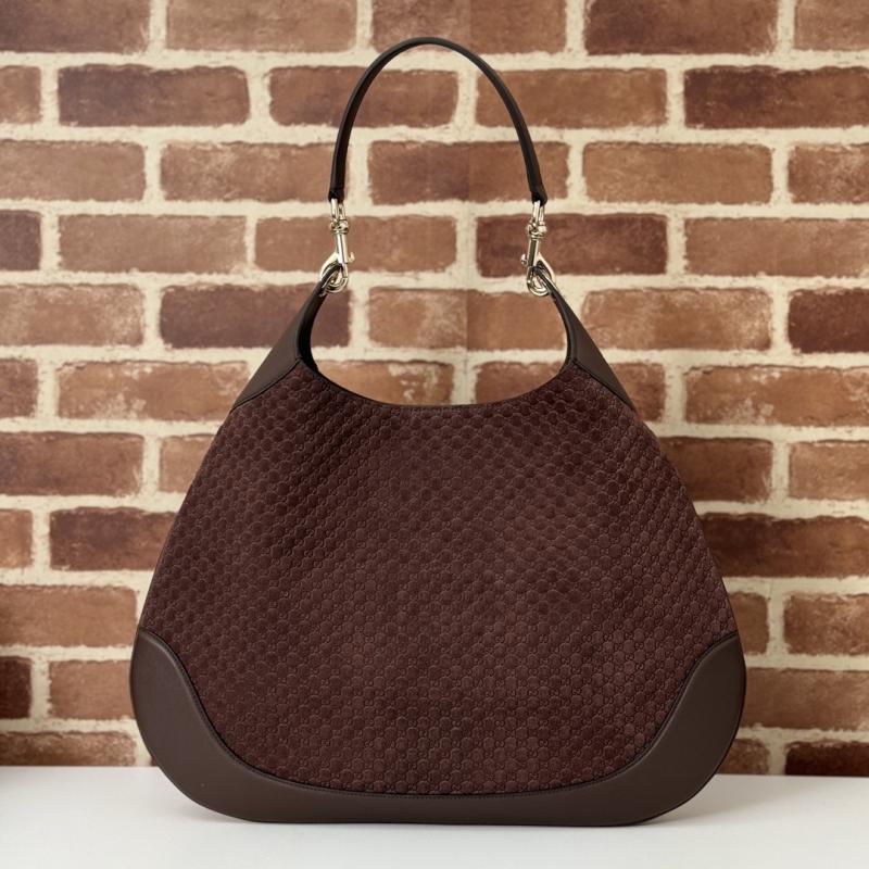 Gucci B large Suede shoulder bag Coffee 815924