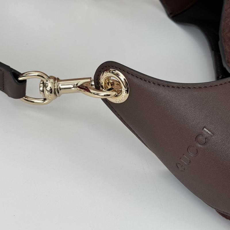 Gucci B large Suede shoulder bag Coffee 815924