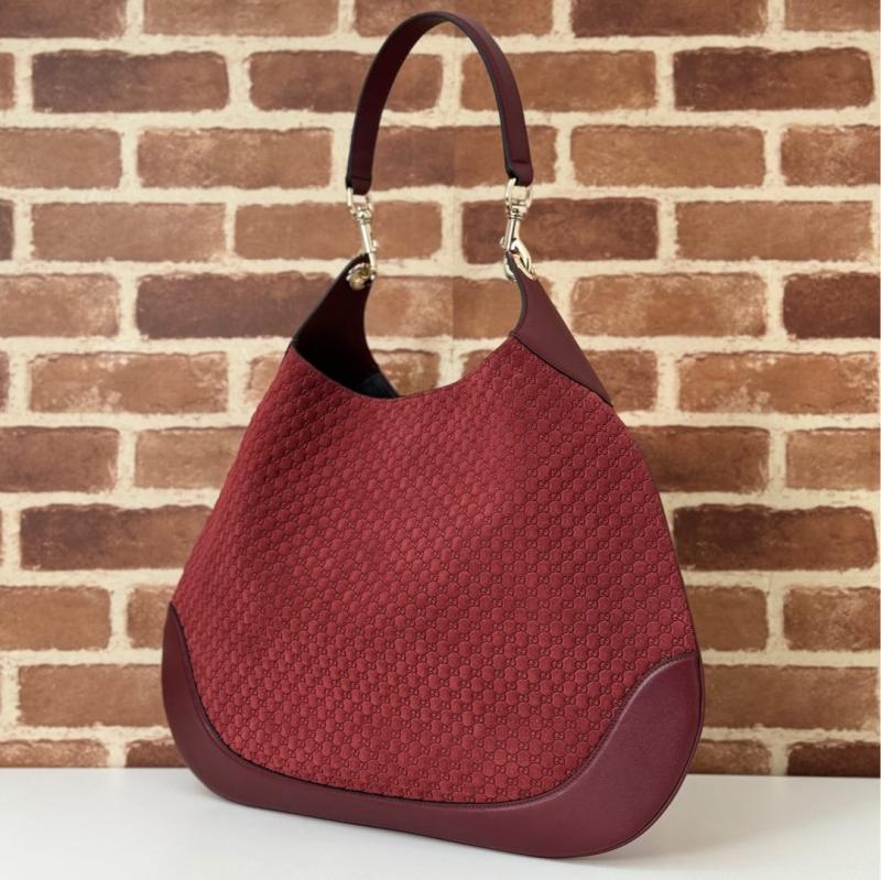 Gucci B large Suede shoulder bag Red 815924