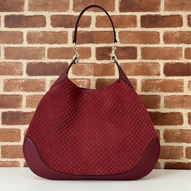 Gucci B large Suede shoulder bag Red 815924
