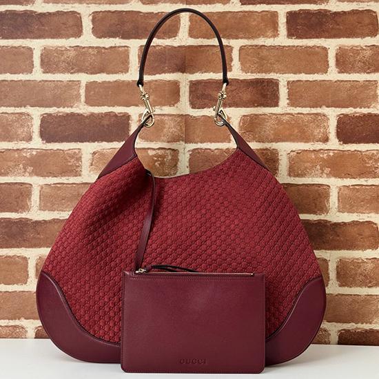 Gucci B large Suede shoulder bag Red 815924