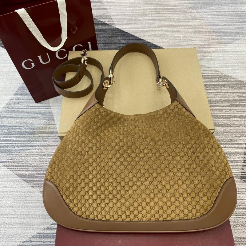 Gucci B medium suede shoulder bag Brown 834981