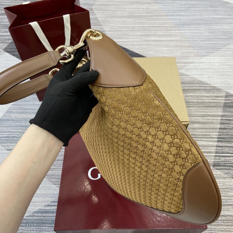 Gucci B medium suede shoulder bag Brown 834981