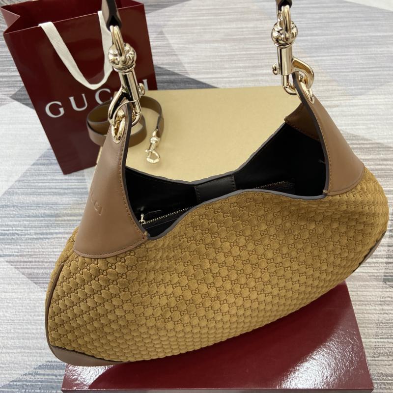 Gucci B medium suede shoulder bag Brown 834981