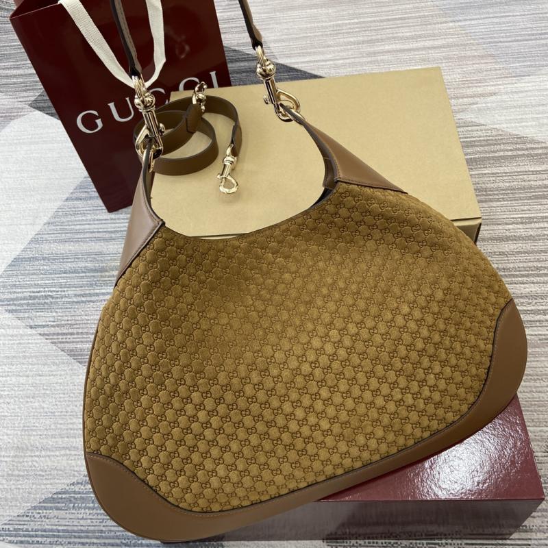Gucci B medium suede shoulder bag Brown 834981