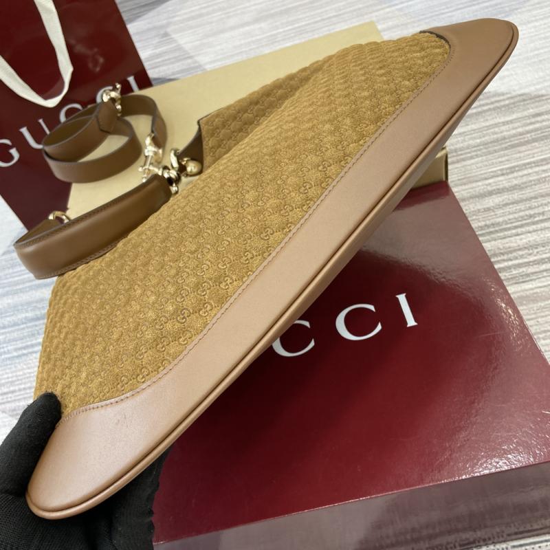 Gucci B medium suede shoulder bag Brown 834981
