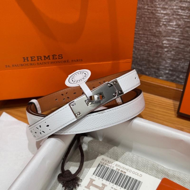 Hermes 18mm Leather Belt White SHB916