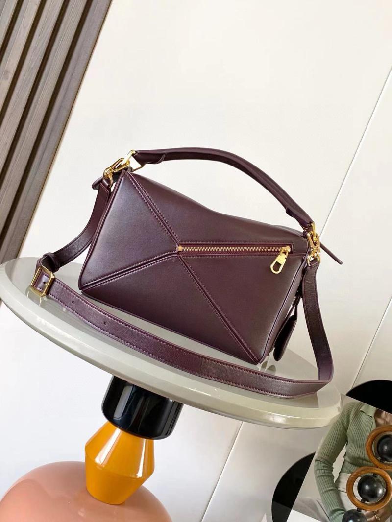 Loewe Lambskin Small Featherlight Puzzle bag Burgundy L9096