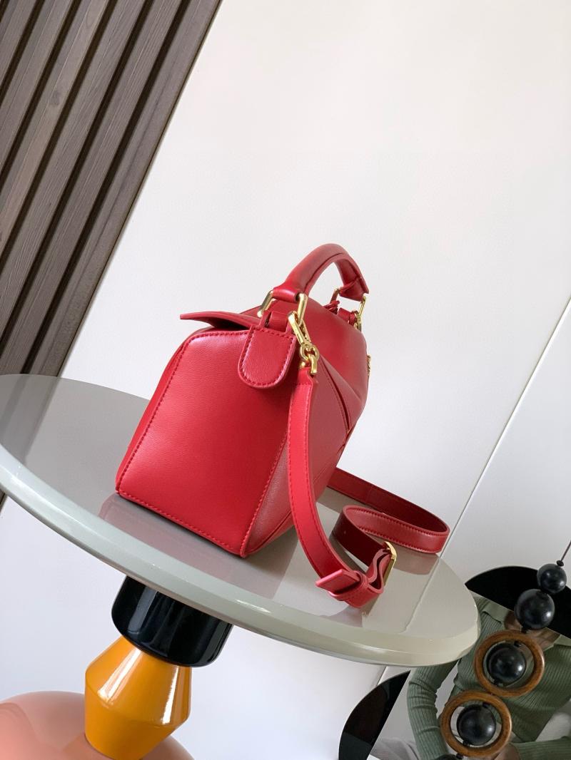 Loewe Lambskin Small Featherlight Puzzle bag Red L9096