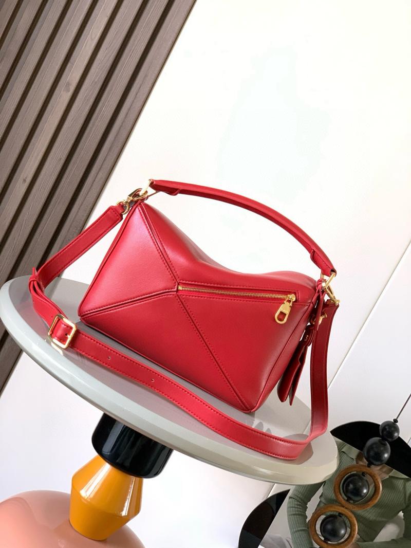 Loewe Lambskin Small Featherlight Puzzle bag Red L9096