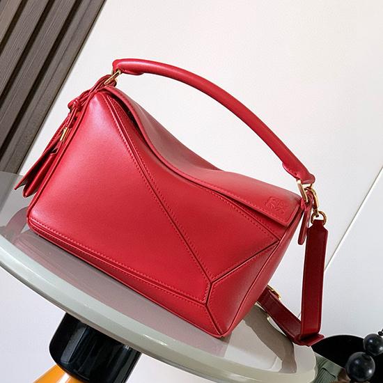 Loewe Lambskin Small Featherlight Puzzle bag Red L9096
