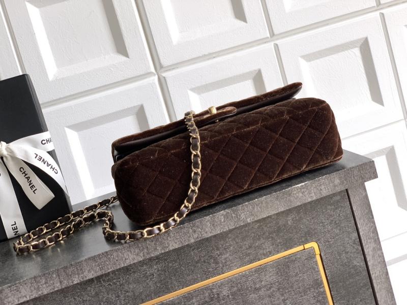 Medium Chanel Velvet Flap Bag Brown A01112