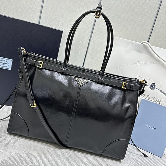 Prada Bonnie extra-large leather handbag Black 1BA439