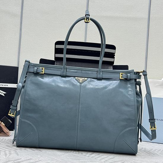 Prada Bonnie extra-large leather handbag Blue 1BA439