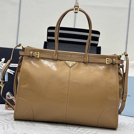Prada Bonnie extra-large leather handbag Brown 1BA439
