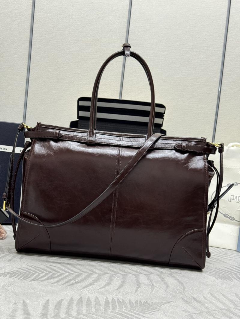Prada Bonnie extra-large leather handbag Dark Brown 1BA439