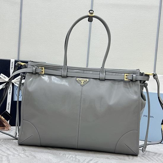 Prada Bonnie extra-large leather handbag Grey 1BA439