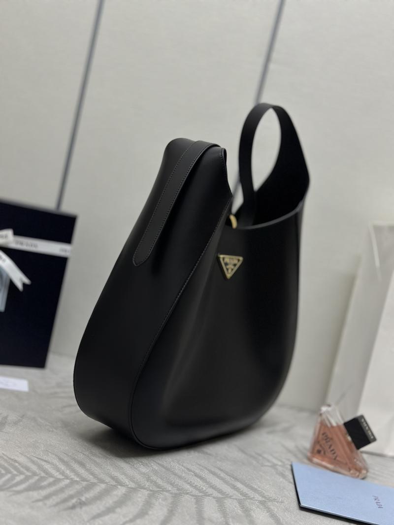 Prada Calfskin Hobo Bag Black 1BC181