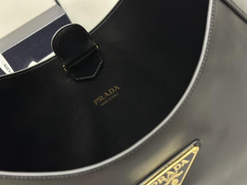Prada Calfskin Hobo Bag Black 1BC181