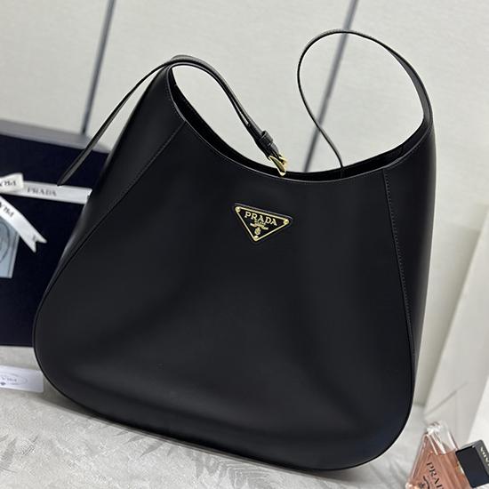 Prada Calfskin Hobo Bag Black 1BC181
