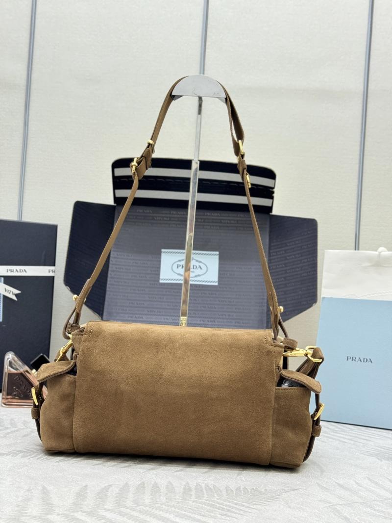 Prada Explore medium suede shoulder bag Brown 1BD394