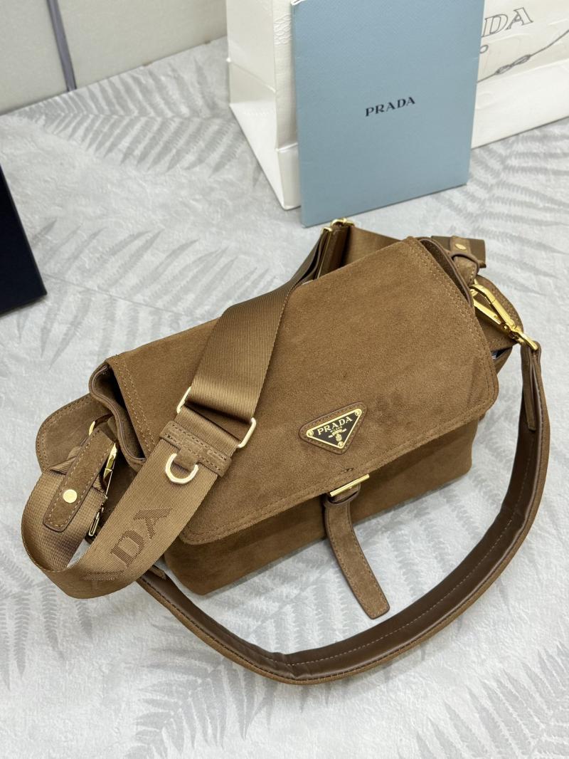 Prada Explore medium suede shoulder bag Brown 1BD394