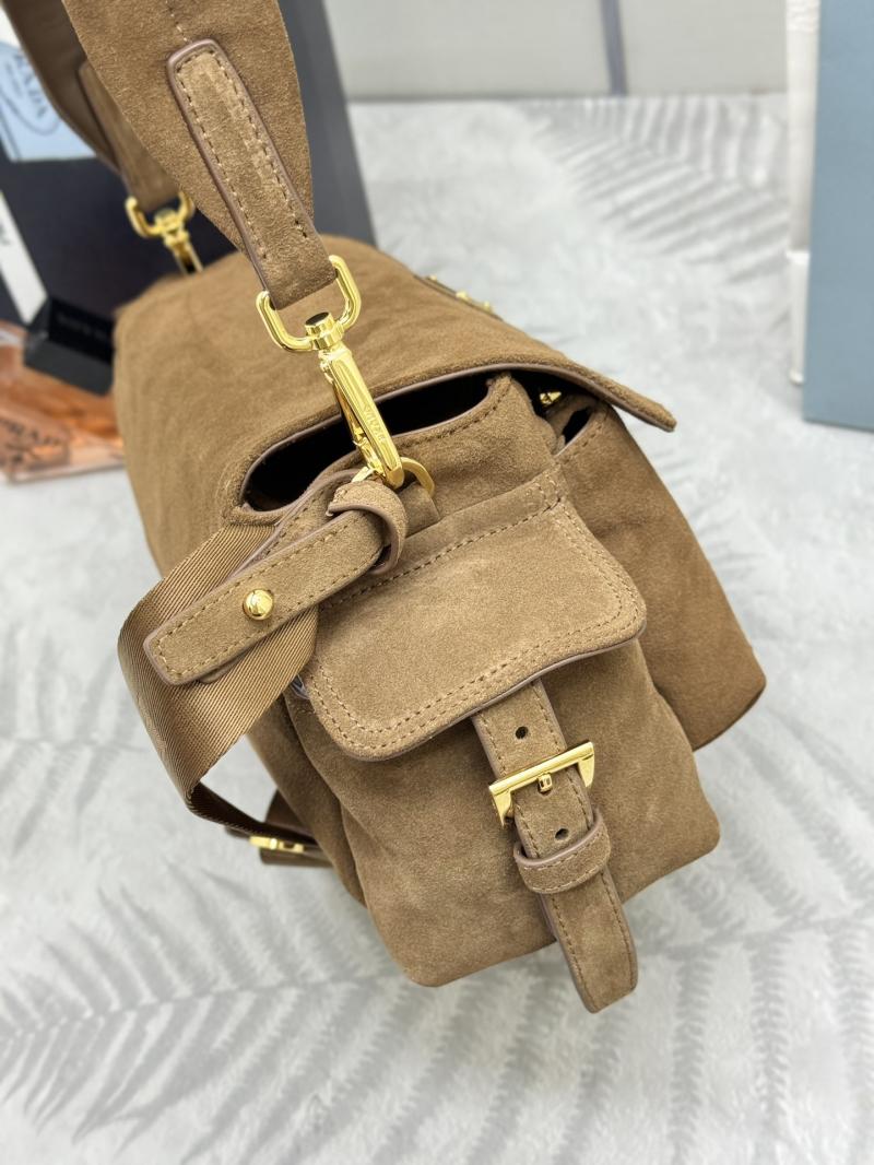 Prada Explore medium suede shoulder bag Brown 1BD394